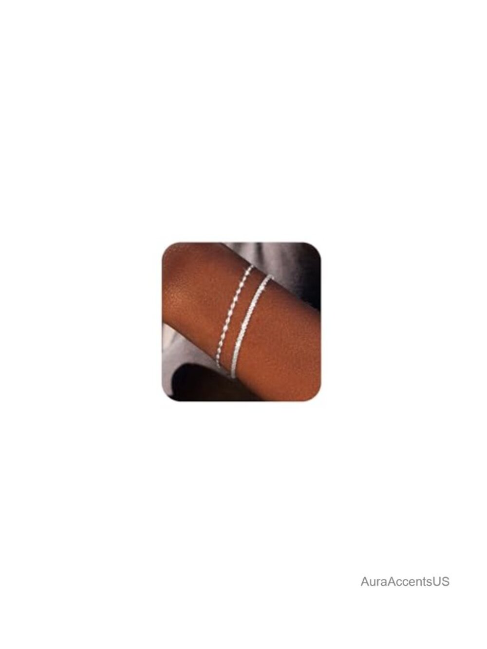 Silver Plated Bracelet Set Women CZ Beaded Chain Stack Adjustable
